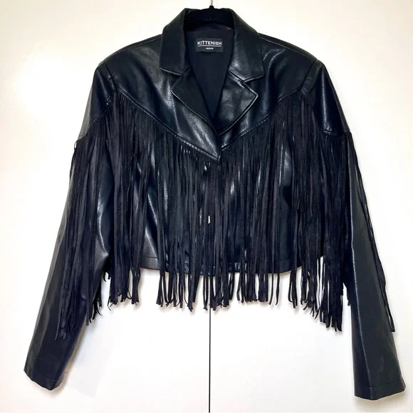 Kittenish Faux Leather Fringe Jacket - Picture 3 of 3